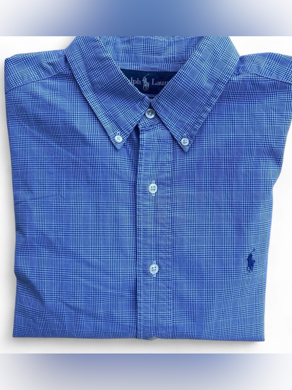 Ralph Lauren Blue Plaid Button-Down Dress Shirt